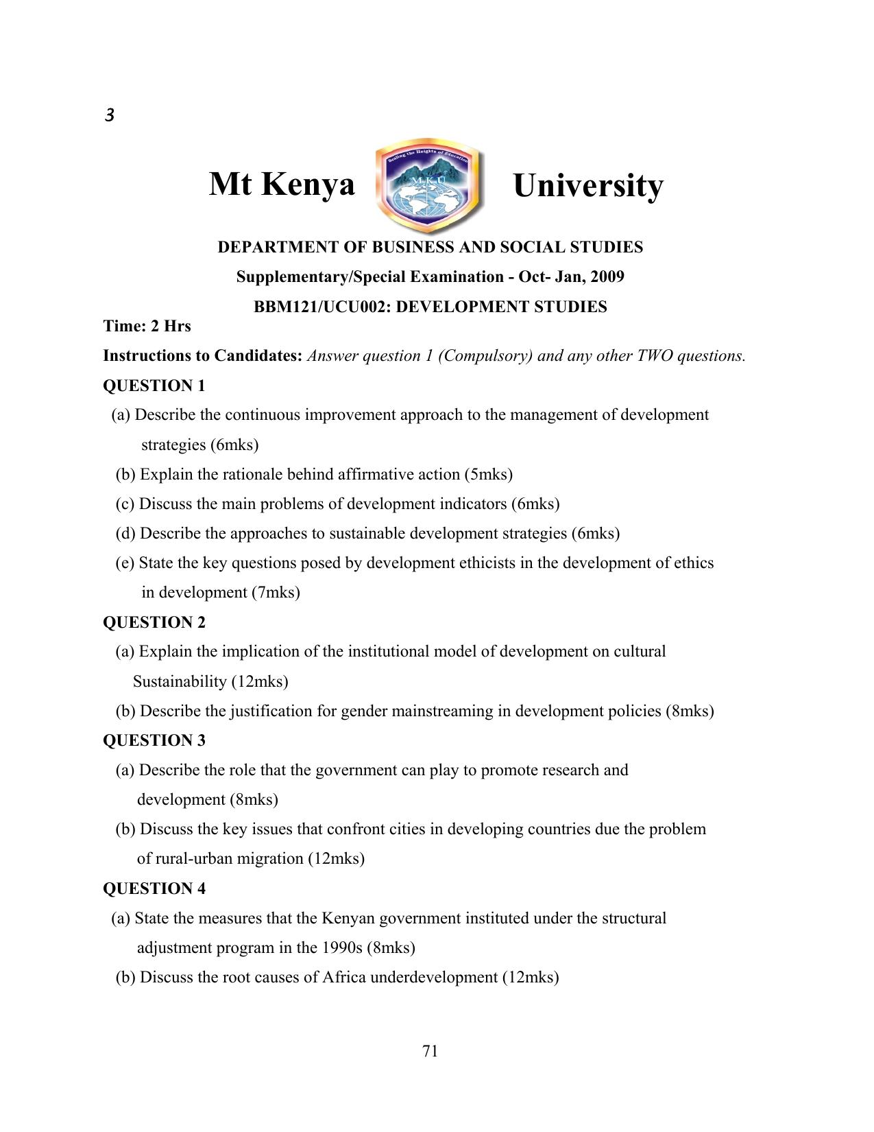 BBM Development Studies Module — page 75 of 76